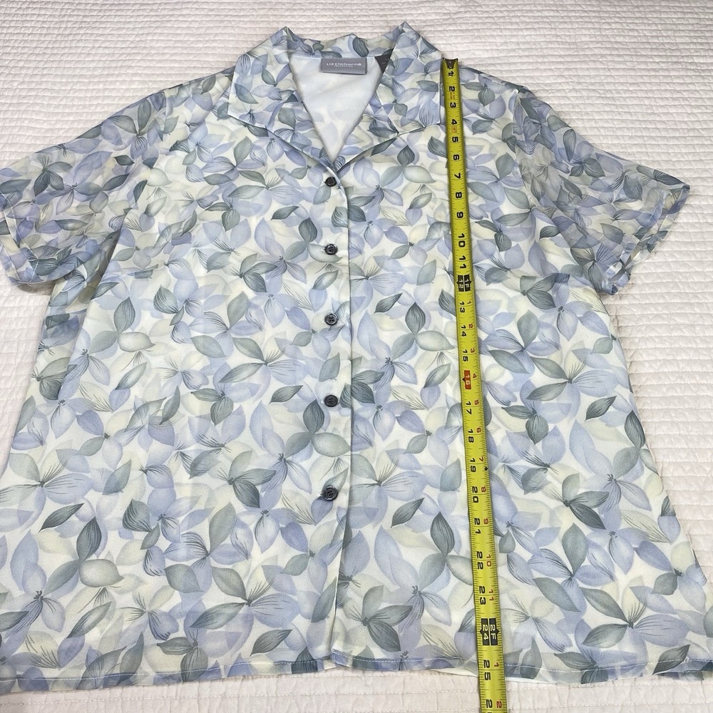 Liz Claiborne Women's Silk Floral Resort Short Sleeve Shirt Size 14 Button Front - Picture 11 of 15